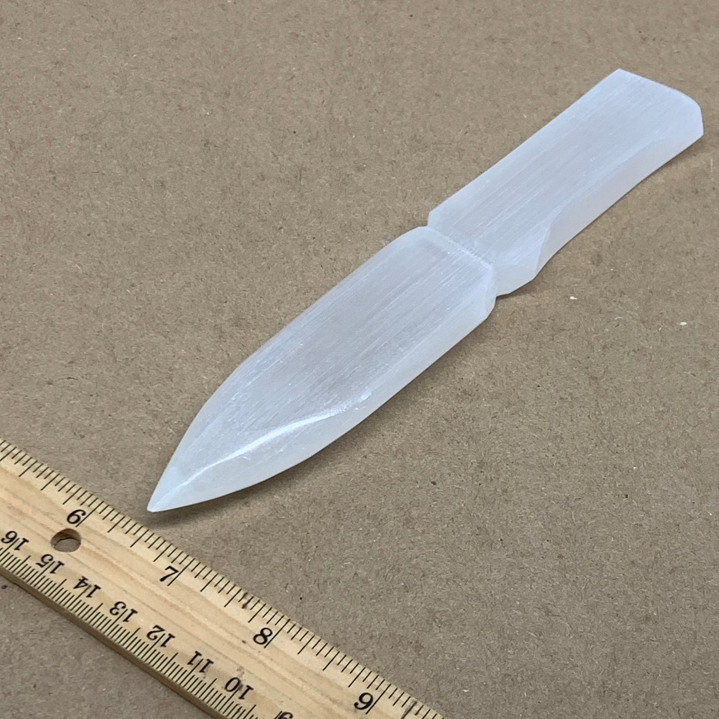 156g, 7.5"x1.3"x0.6", Natural Selenite Crystal Dagger (Satin Spar), B36472