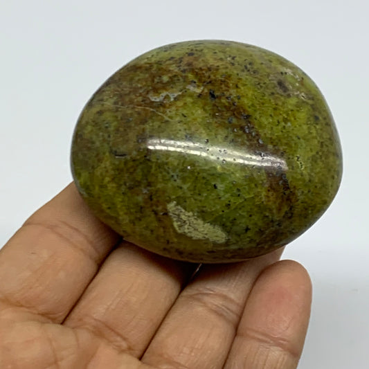 117.9g, 2.4"x2.1"x1.2", Green Opal Crystal PalmStone Polished Reiki, B38270