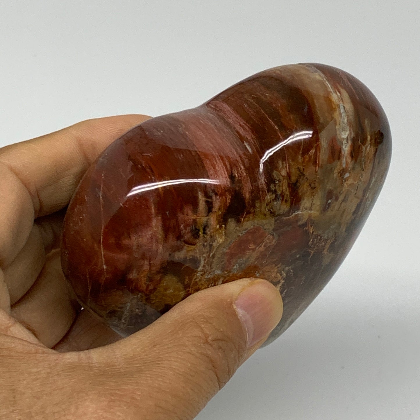 0.87 lbs, 3.2"x3.5"x1.6", Natural Petrified Wood Heart Polished Crystal, B37414