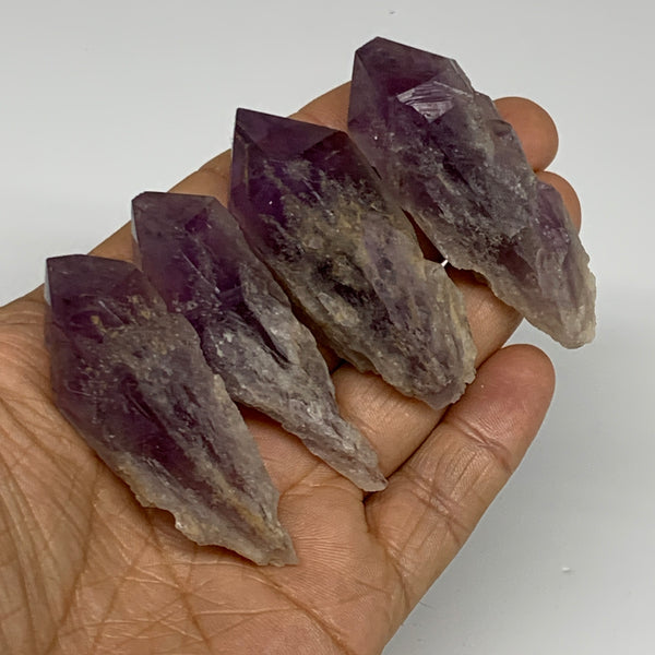 102.9g, 2.2" - 2.3", 4pcs, Amethyst Point Polished Rough lower part, B32384
