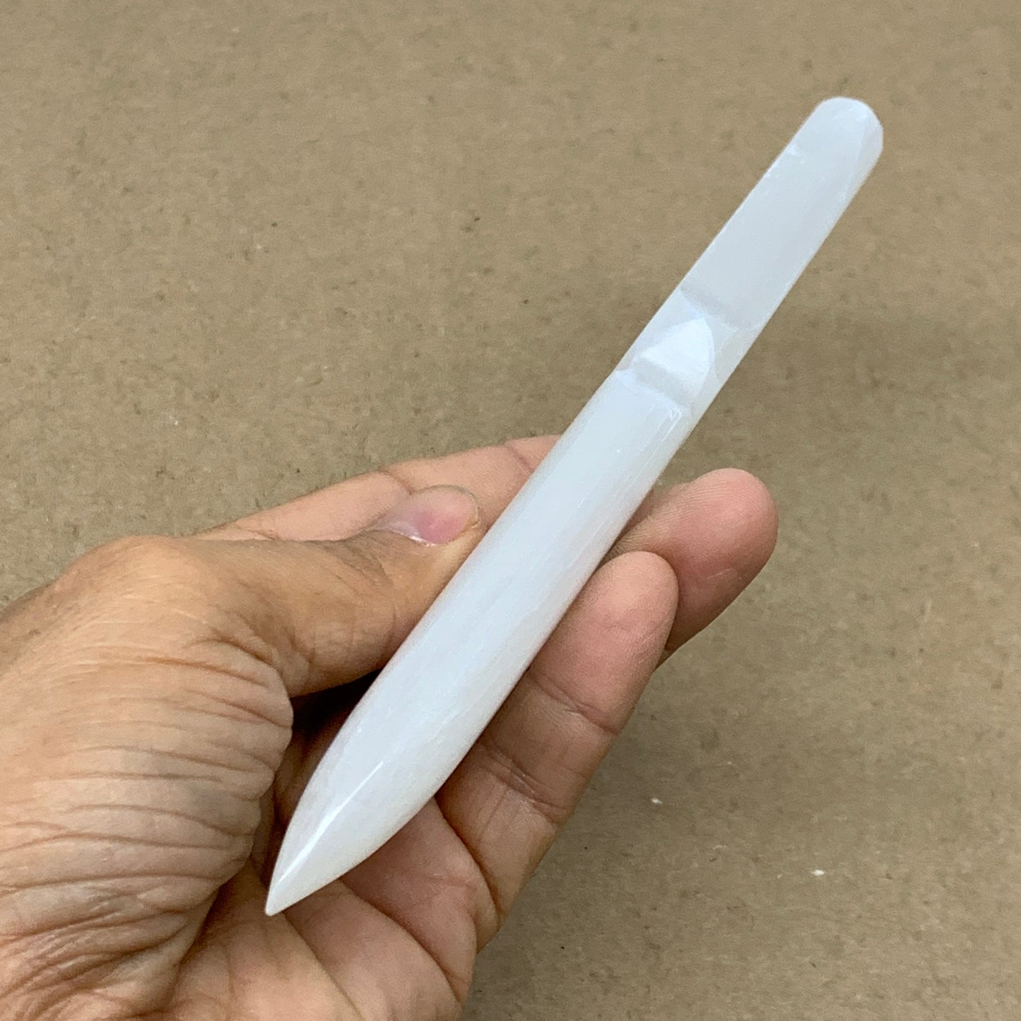 124g, 7.5"x1.2"x0.6", Natural Selenite Crystal Dagger (Satin Spar), B36473