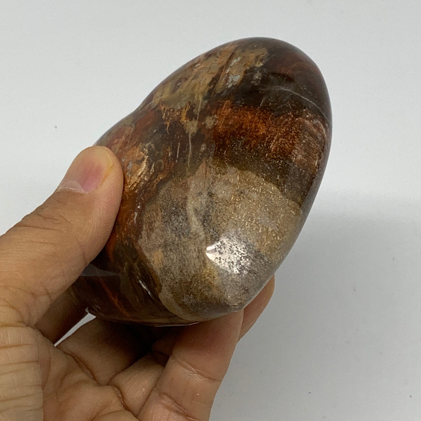 0.87 lbs, 3.2"x3.5"x1.6", Natural Petrified Wood Heart Polished Crystal, B37414