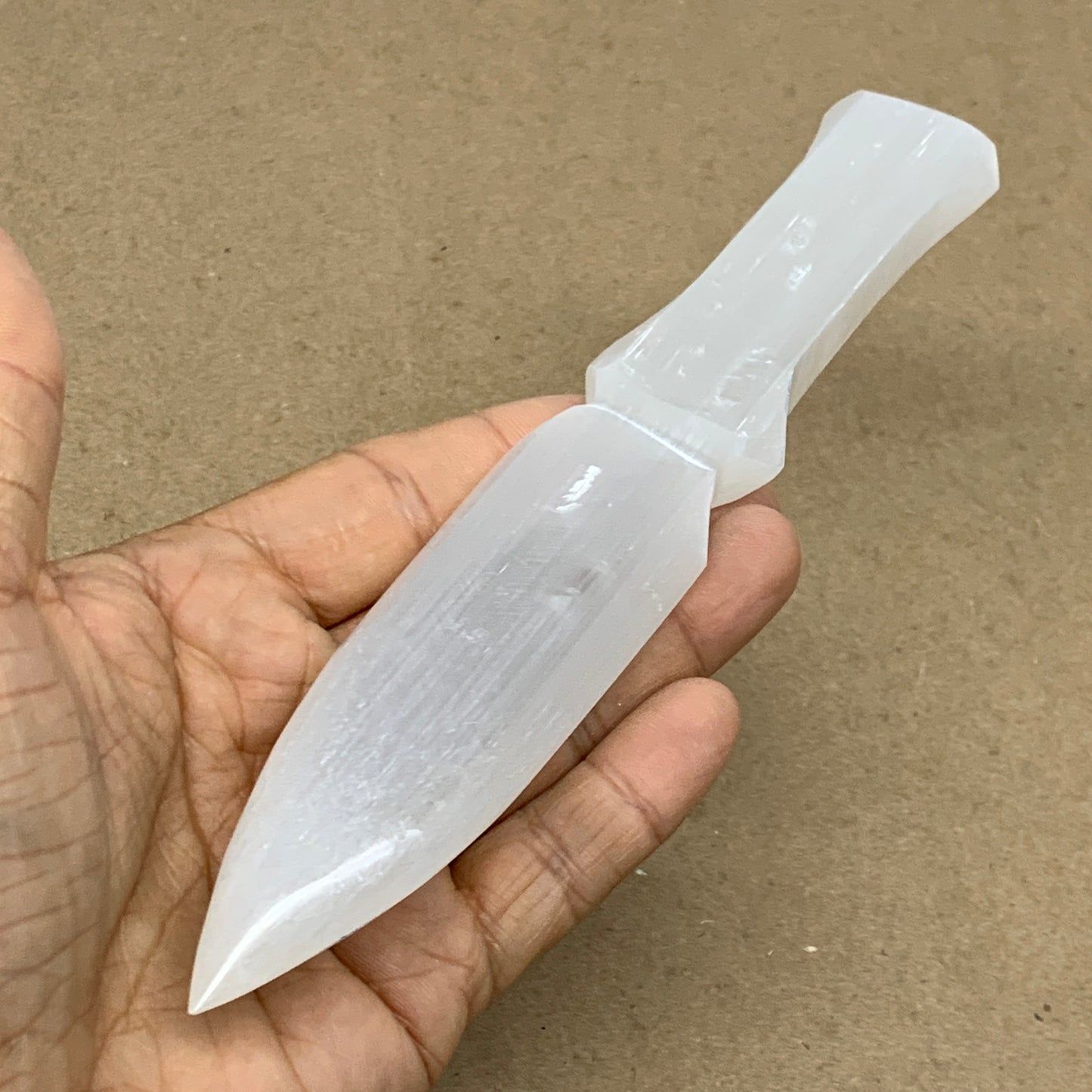 124g, 7.5"x1.2"x0.6", Natural Selenite Crystal Dagger (Satin Spar), B36473