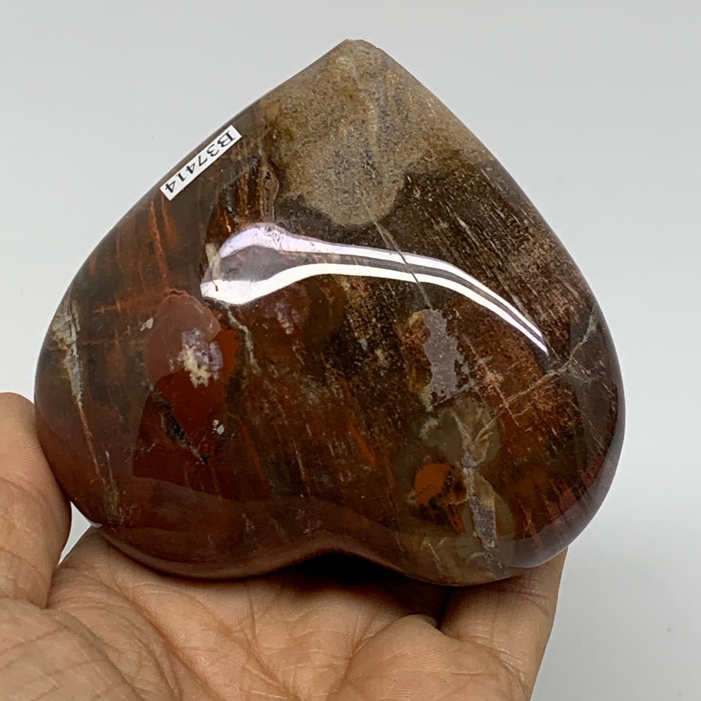 0.87 lbs, 3.2"x3.5"x1.6", Natural Petrified Wood Heart Polished Crystal, B37414