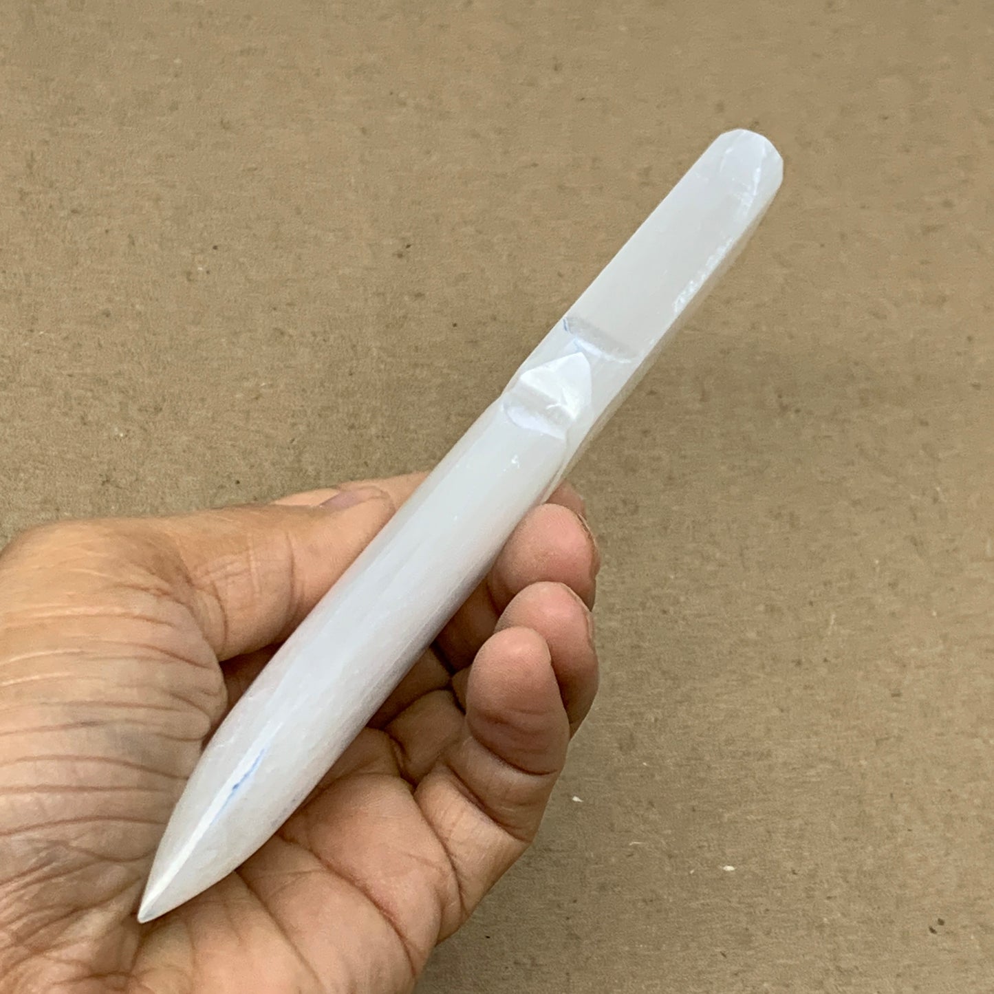 124g, 7.5"x1.2"x0.6", Natural Selenite Crystal Dagger (Satin Spar), B36473