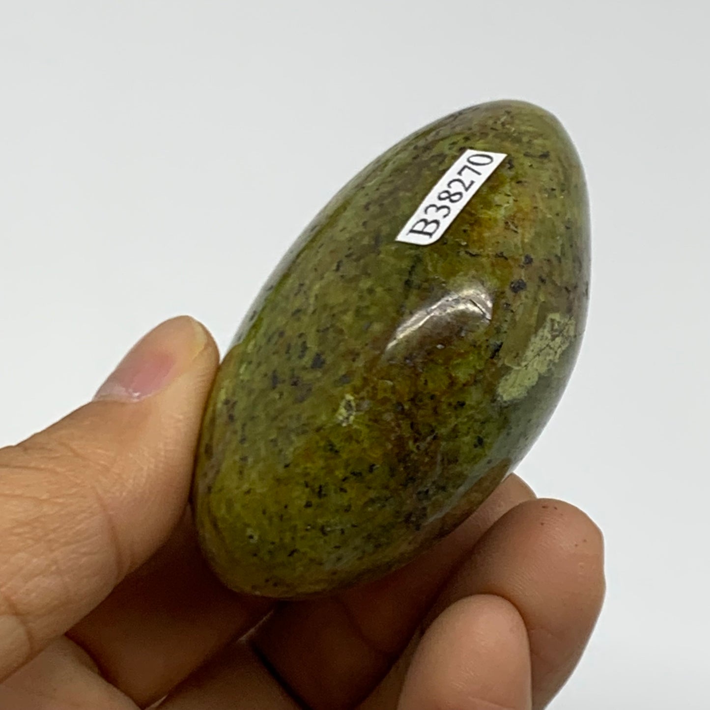 117.9g, 2.4"x2.1"x1.2", Green Opal Crystal PalmStone Polished Reiki, B38270