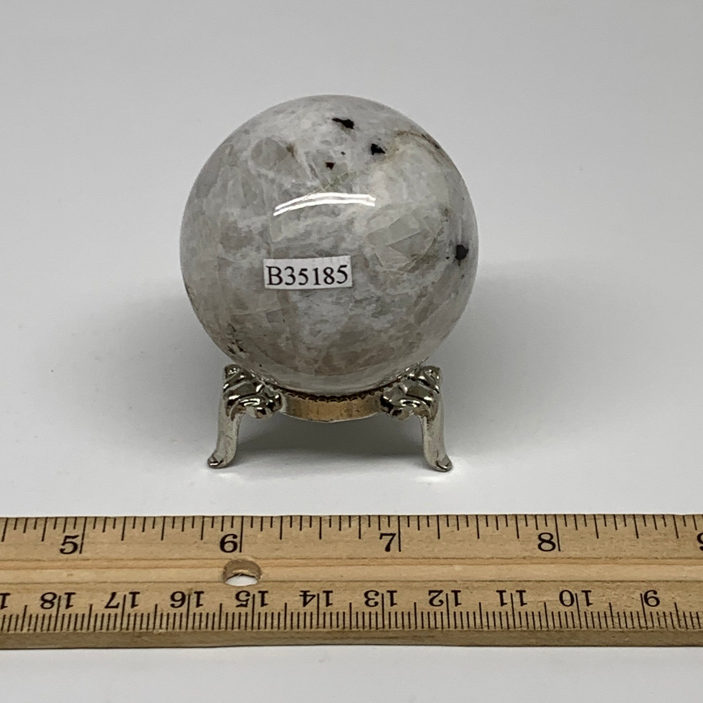 158.7g, 1.9"(49mm), Natural Rainbow Moonstone Sphere Ball Gemstone, B35185