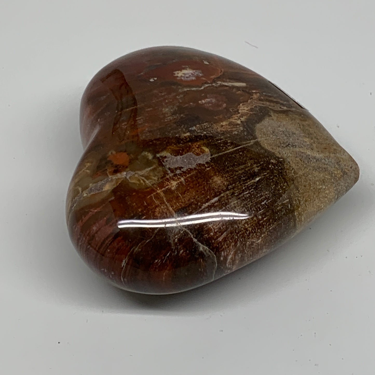 0.87 lbs, 3.2"x3.5"x1.6", Natural Petrified Wood Heart Polished Crystal, B37414