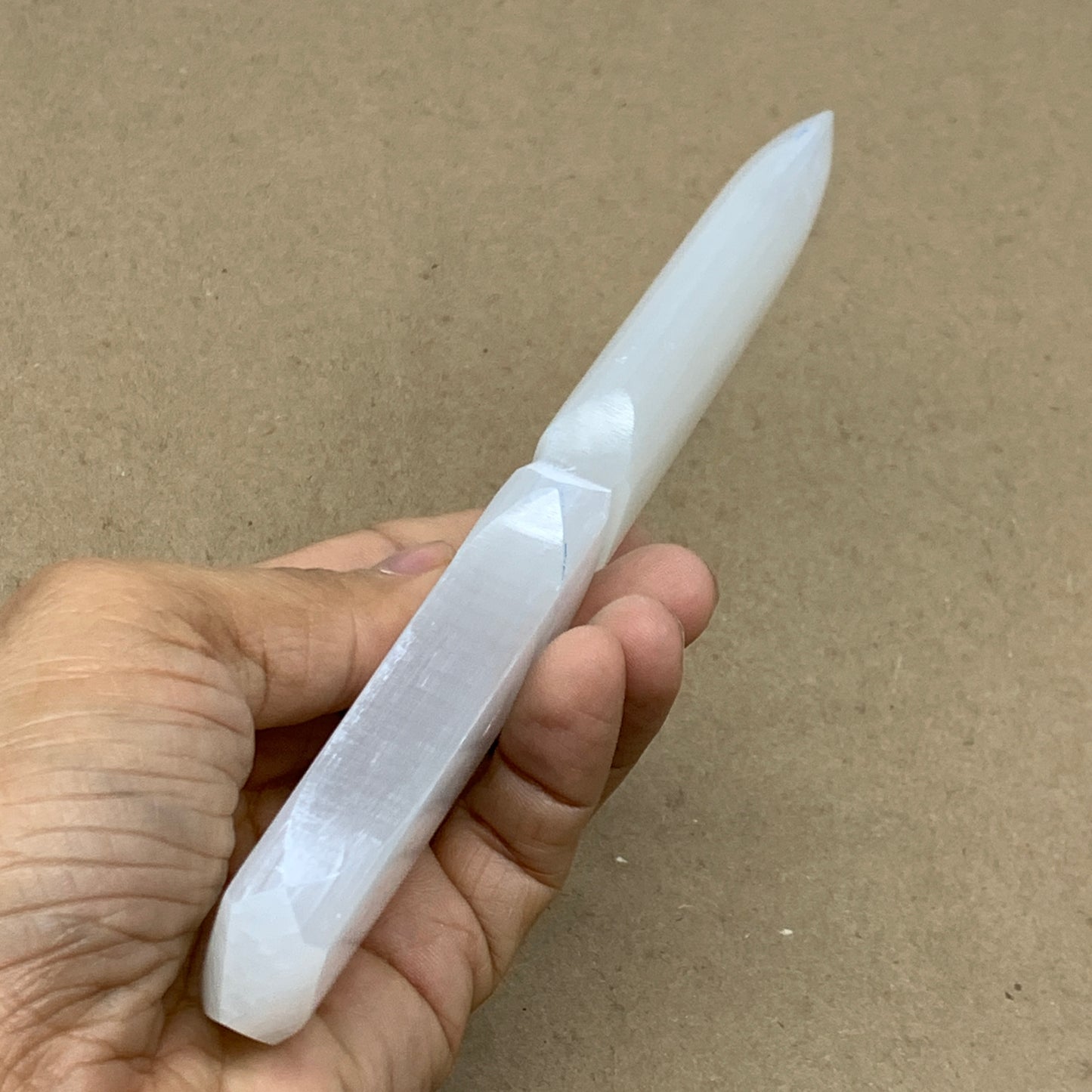 124g, 7.5"x1.2"x0.6", Natural Selenite Crystal Dagger (Satin Spar), B36473