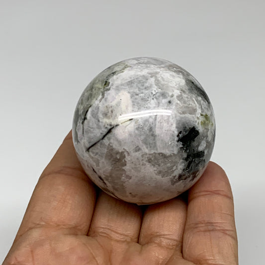 146g, 1.8"(47mm), Natural Rainbow Moonstone Sphere Ball Gemstone, B35186