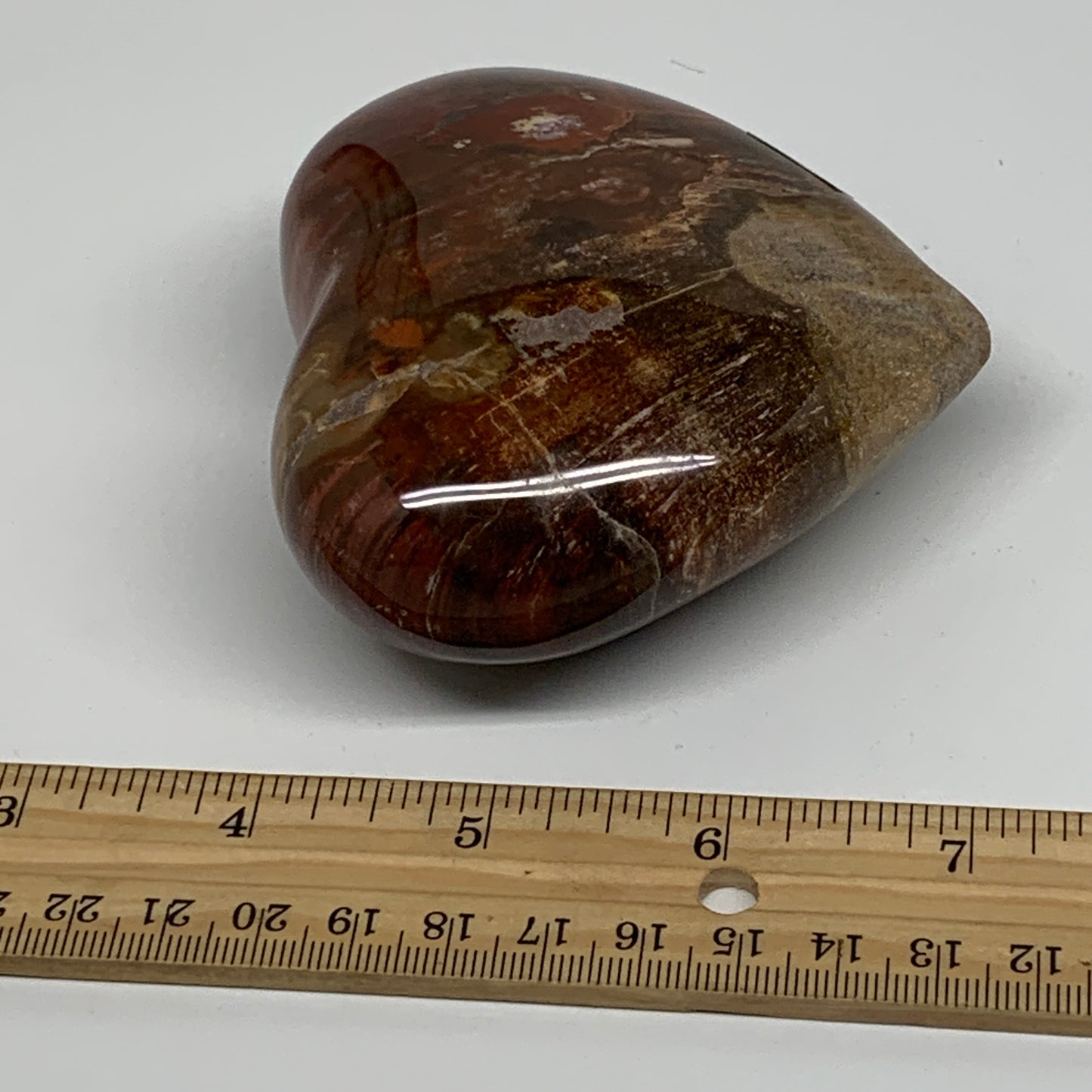 0.87 lbs, 3.2"x3.5"x1.6", Natural Petrified Wood Heart Polished Crystal, B37414