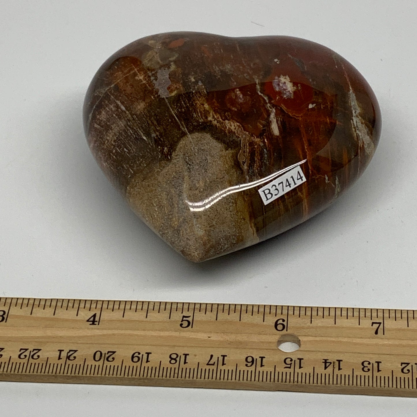0.87 lbs, 3.2"x3.5"x1.6", Natural Petrified Wood Heart Polished Crystal, B37414