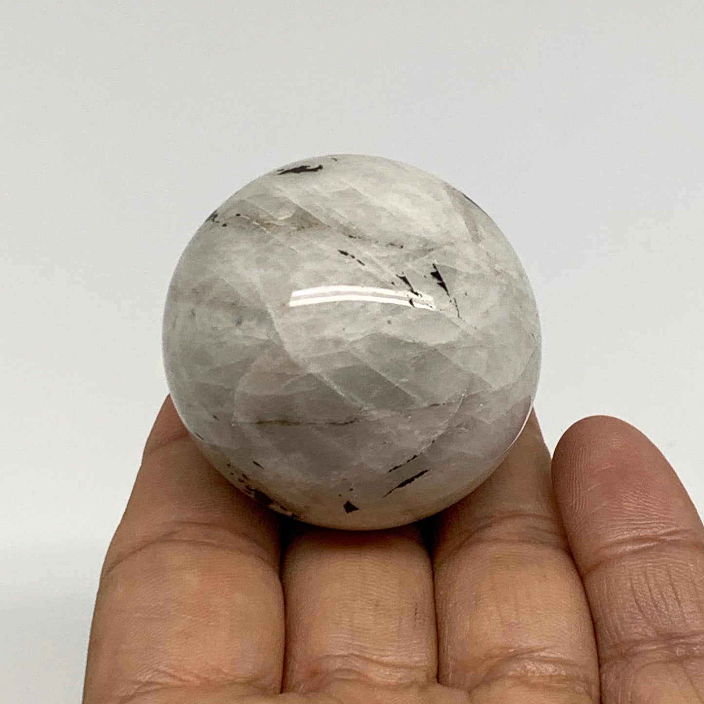 97.8g, 1.6"(41mm), Natural Rainbow Moonstone Sphere Ball Gemstone, B34403