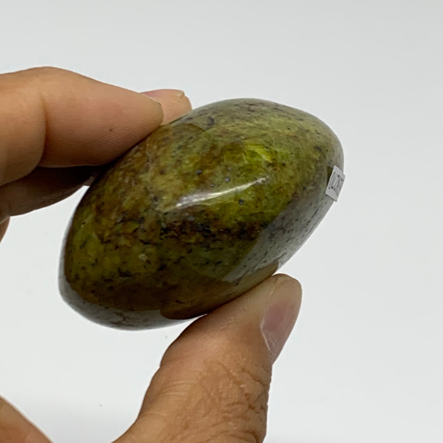 117.9g, 2.4"x2.1"x1.2", Green Opal Crystal PalmStone Polished Reiki, B38270