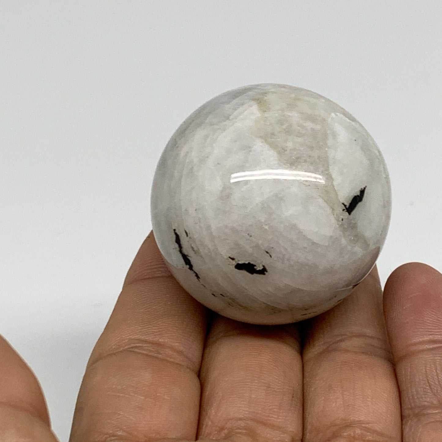 97.8g, 1.6"(41mm), Natural Rainbow Moonstone Sphere Ball Gemstone, B34403