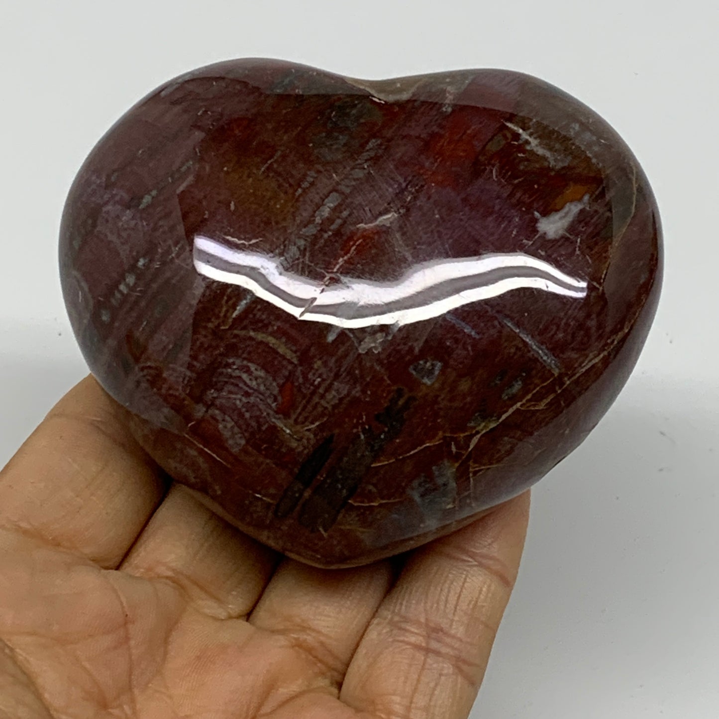 0.70 lbs, 2.8"x3.2"x1.4", Natural Petrified Wood Heart Polished Crystal, B37415