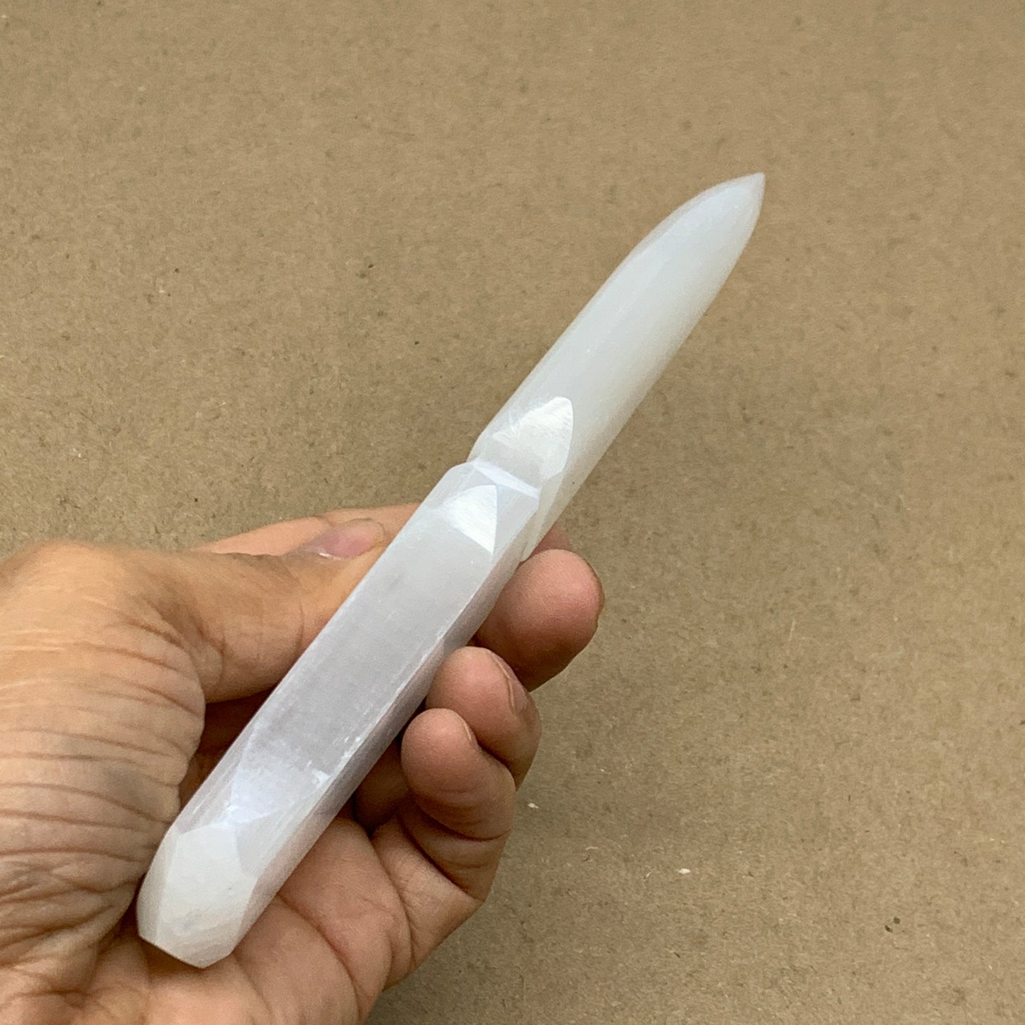 124g, 7.5"x1.2"x0.6", Natural Selenite Crystal Dagger (Satin Spar), B36473