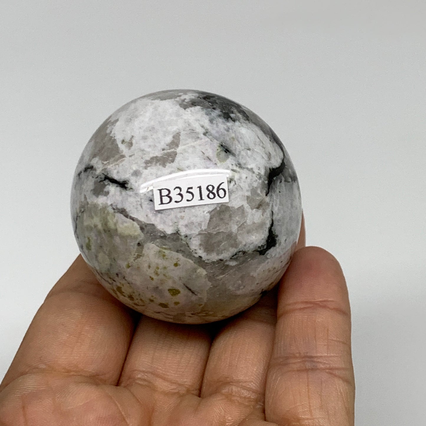 146g, 1.8"(47mm), Natural Rainbow Moonstone Sphere Ball Gemstone, B35186