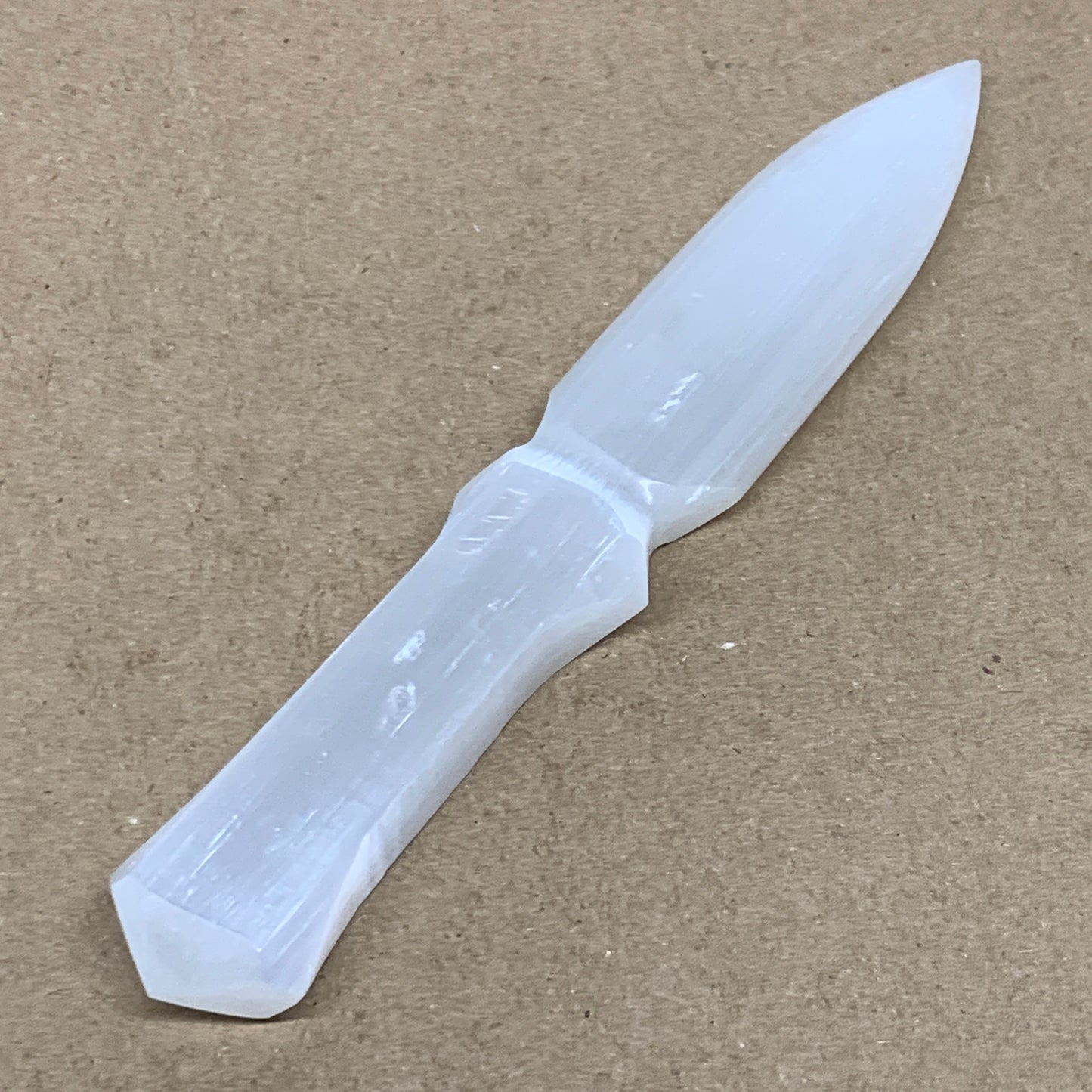 124g, 7.5"x1.2"x0.6", Natural Selenite Crystal Dagger (Satin Spar), B36473