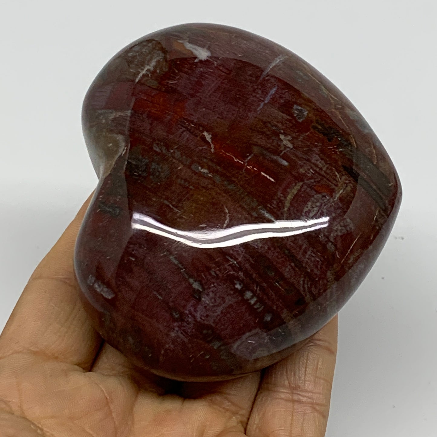 0.70 lbs, 2.8"x3.2"x1.4", Natural Petrified Wood Heart Polished Crystal, B37415