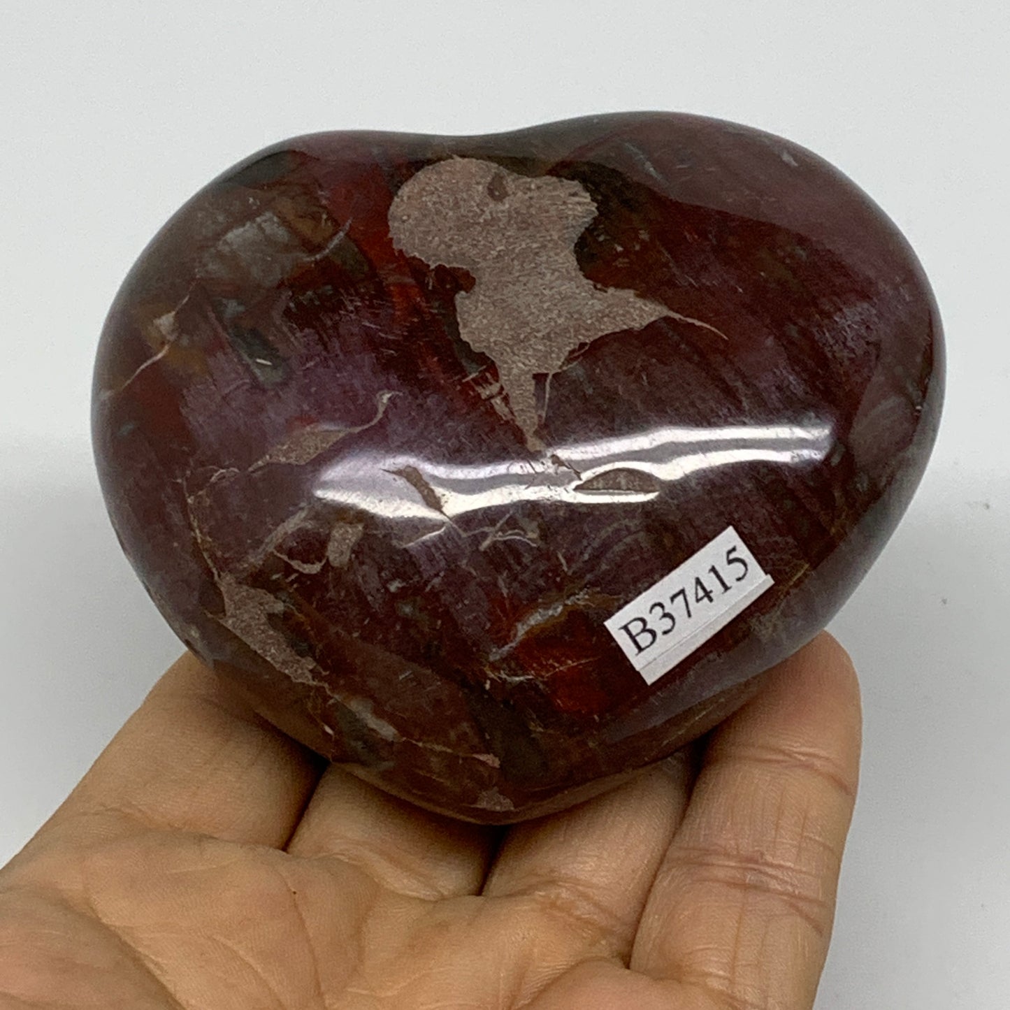 0.70 lbs, 2.8"x3.2"x1.4", Natural Petrified Wood Heart Polished Crystal, B37415