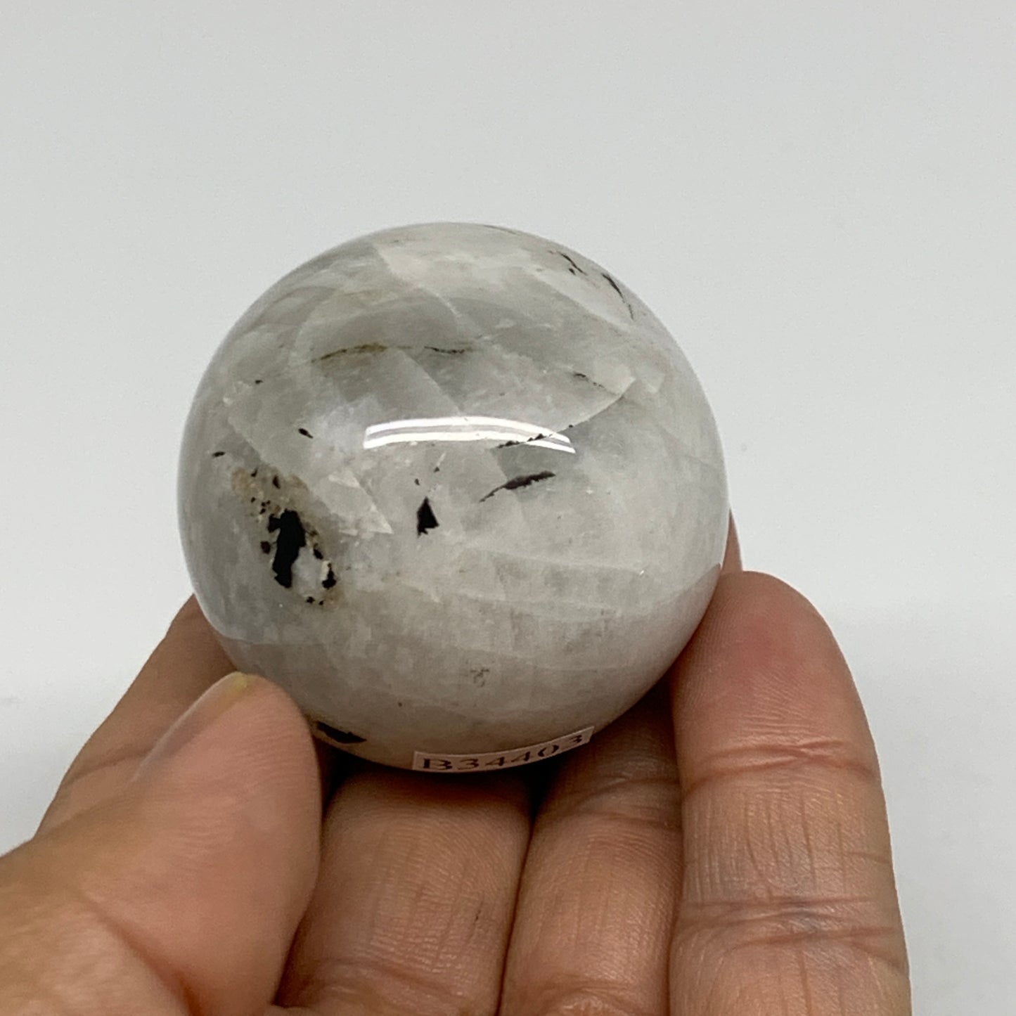 97.8g, 1.6"(41mm), Natural Rainbow Moonstone Sphere Ball Gemstone, B34403