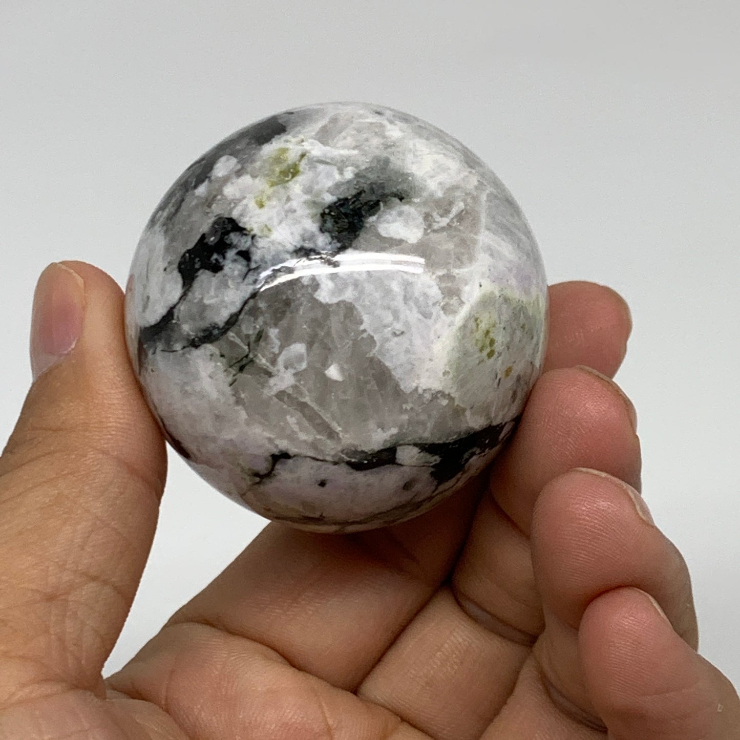 146g, 1.8"(47mm), Natural Rainbow Moonstone Sphere Ball Gemstone, B35186