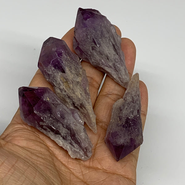 118g, 2.1" - 2.5", 4pcs, Amethyst Point Polished Rough lower part, B32385