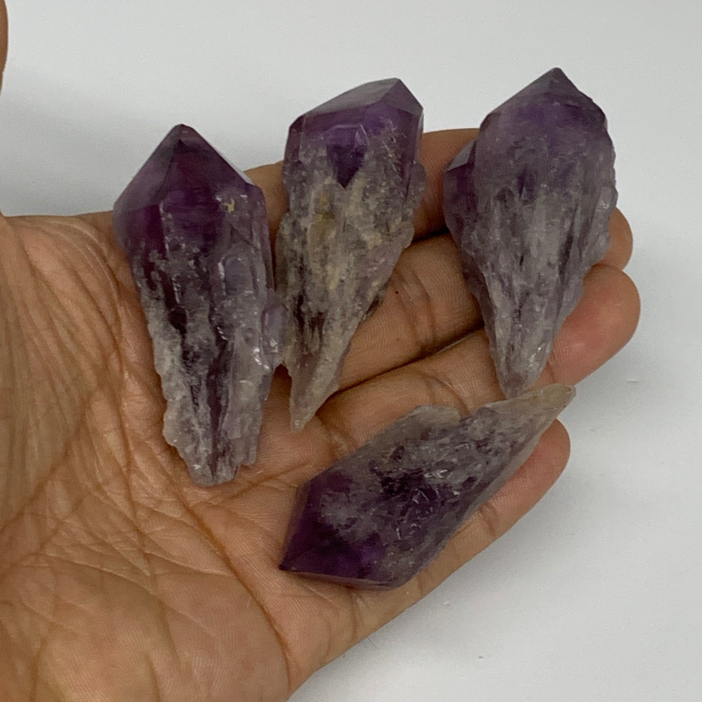 118g, 2.1" - 2.5", 4pcs, Amethyst Point Polished Rough lower part, B32385