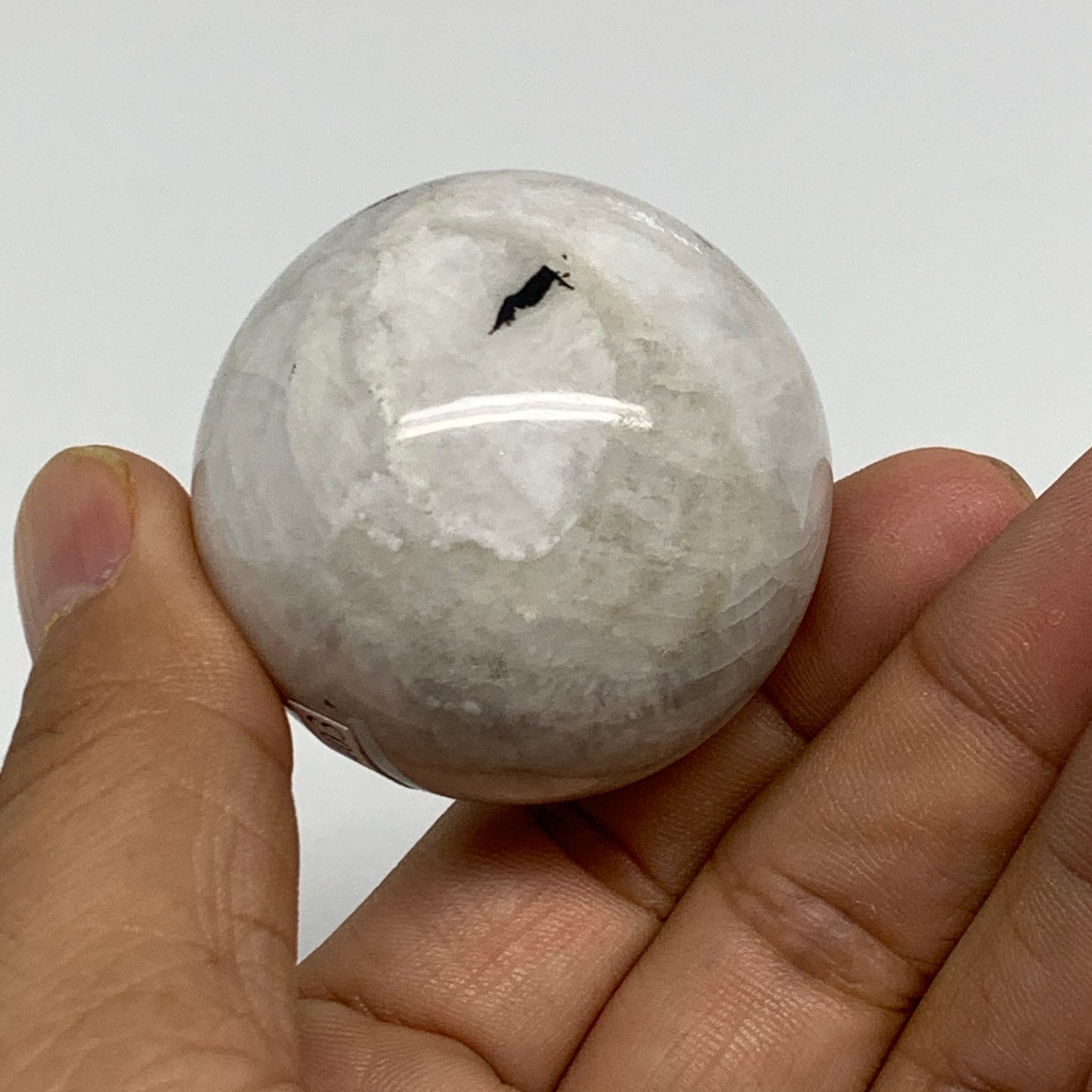 97.8g, 1.6"(41mm), Natural Rainbow Moonstone Sphere Ball Gemstone, B34403