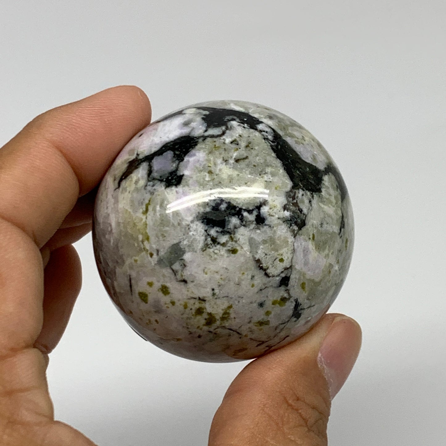 146g, 1.8"(47mm), Natural Rainbow Moonstone Sphere Ball Gemstone, B35186