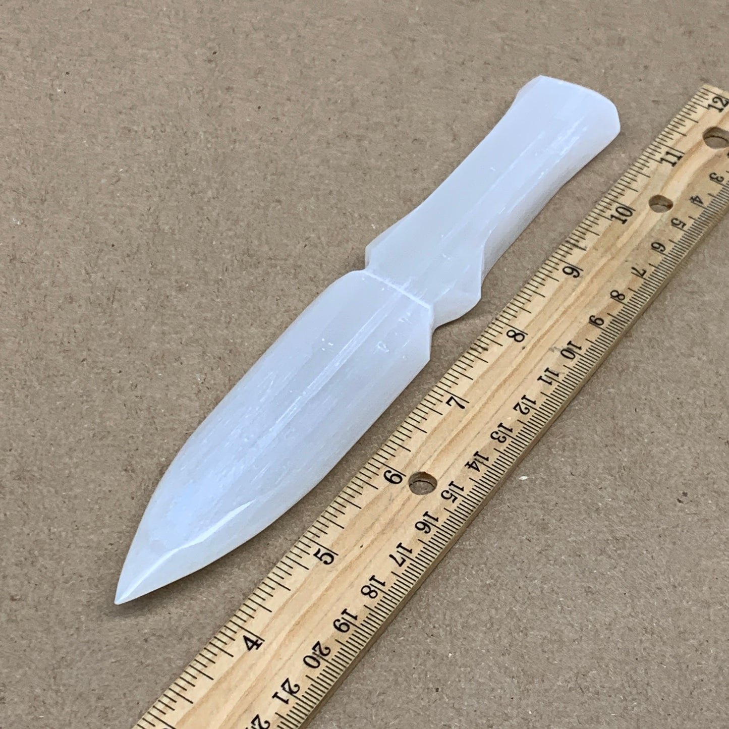 124g, 7.5"x1.2"x0.6", Natural Selenite Crystal Dagger (Satin Spar), B36473