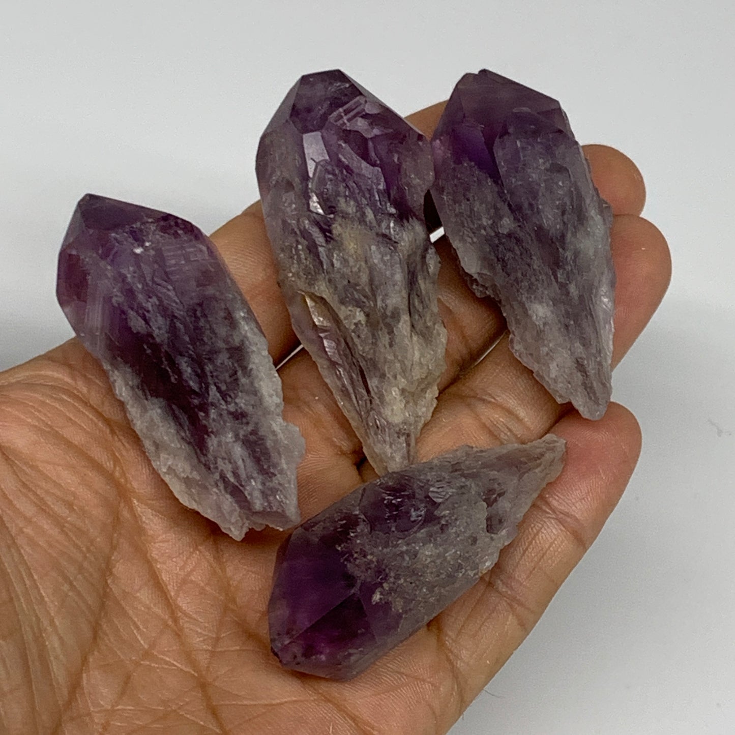 118g, 2.1" - 2.5", 4pcs, Amethyst Point Polished Rough lower part, B32385