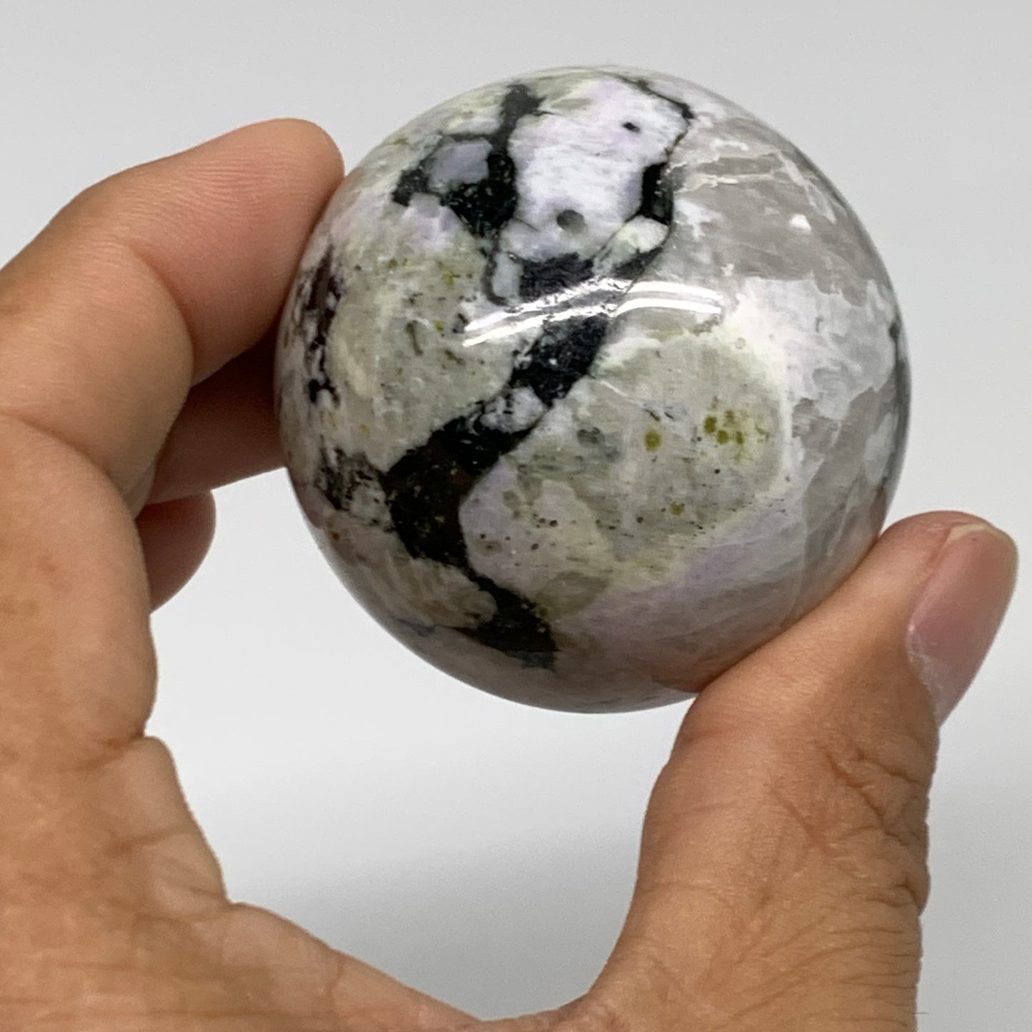 146g, 1.8"(47mm), Natural Rainbow Moonstone Sphere Ball Gemstone, B35186