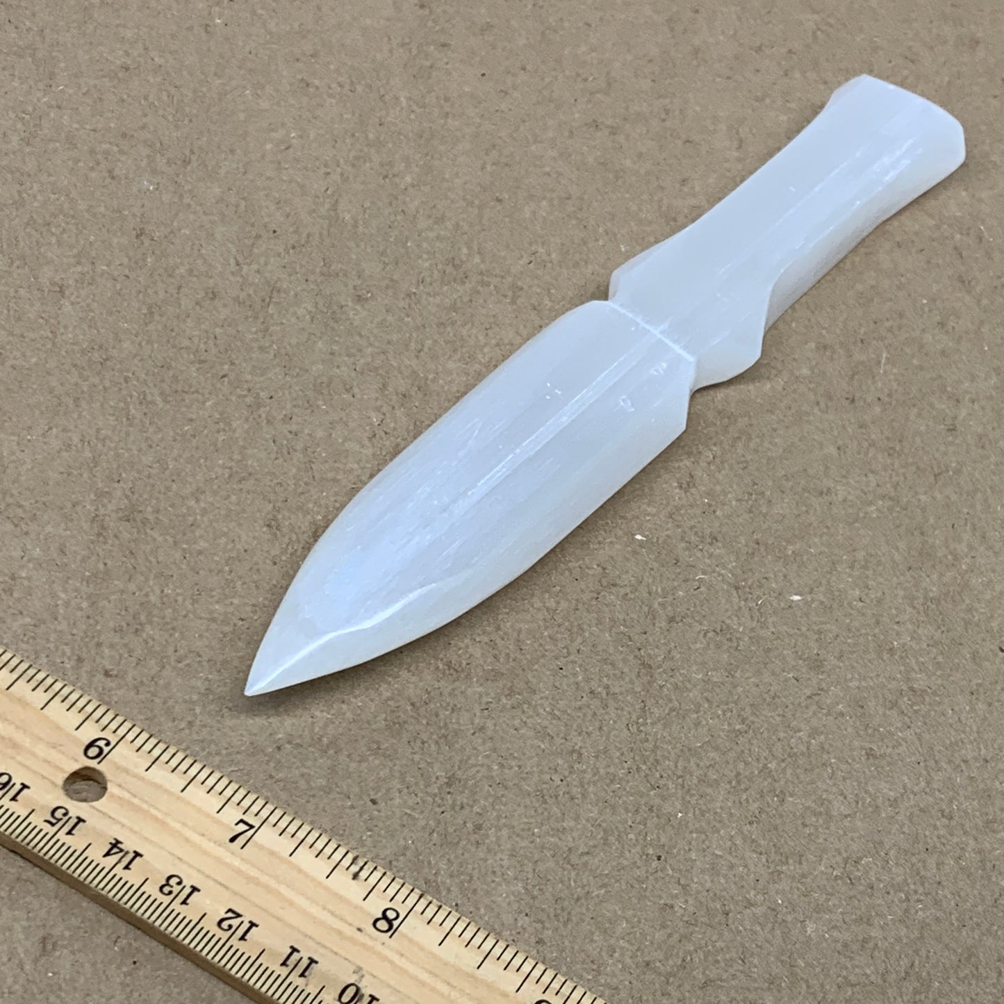 124g, 7.5"x1.2"x0.6", Natural Selenite Crystal Dagger (Satin Spar), B36473