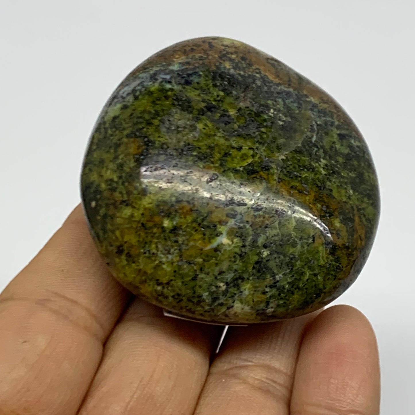 88.9g, 2.1"x2"x1", Green Opal Crystal PalmStone Polished Reiki, B38271