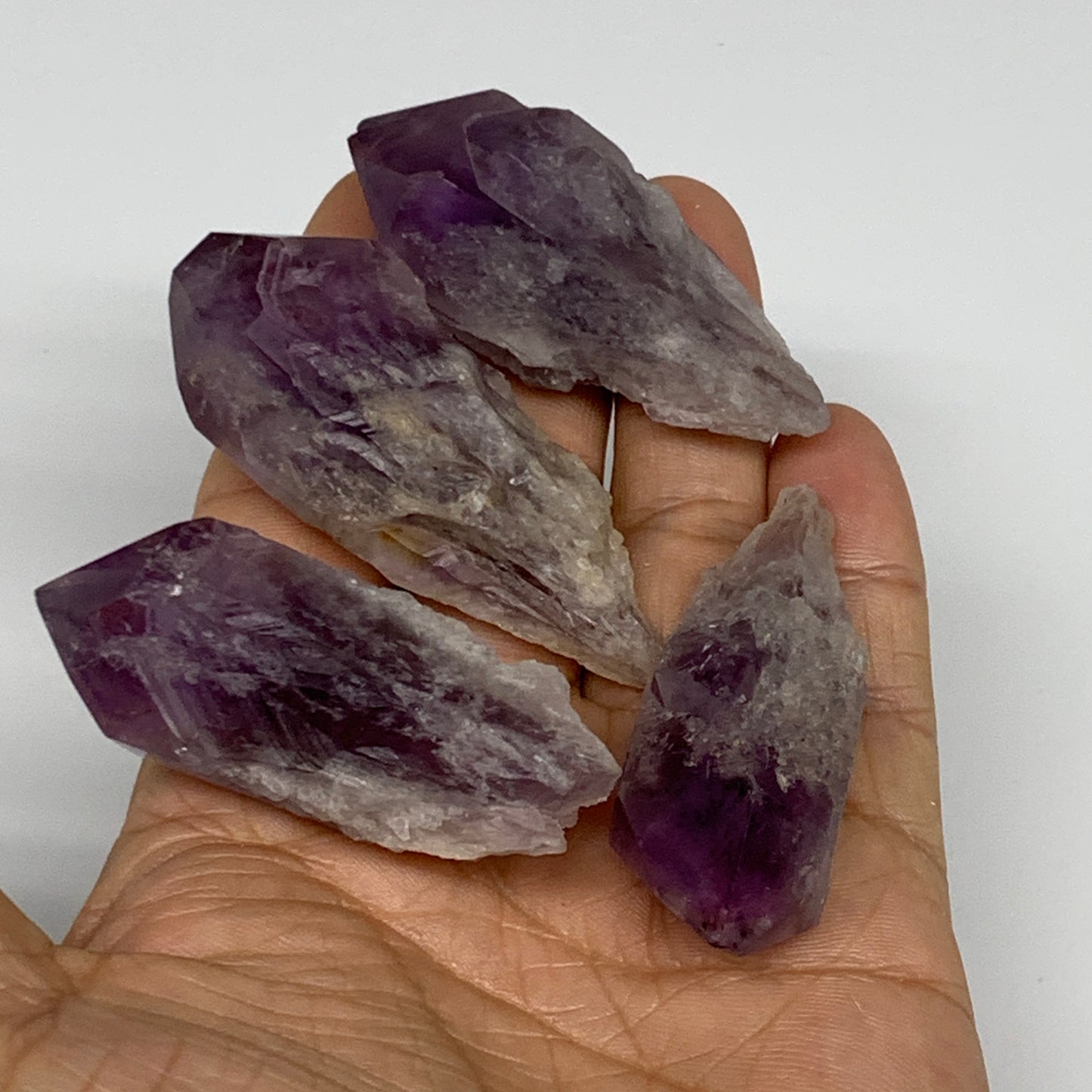 118g, 2.1" - 2.5", 4pcs, Amethyst Point Polished Rough lower part, B32385
