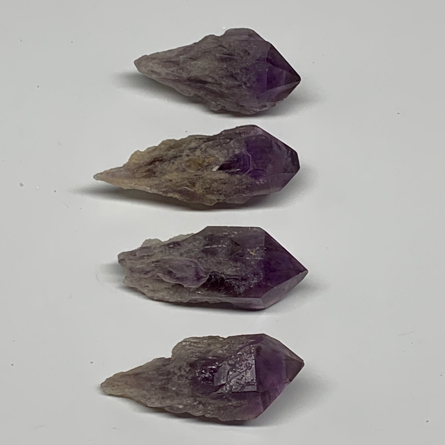 118g, 2.1" - 2.5", 4pcs, Amethyst Point Polished Rough lower part, B32385