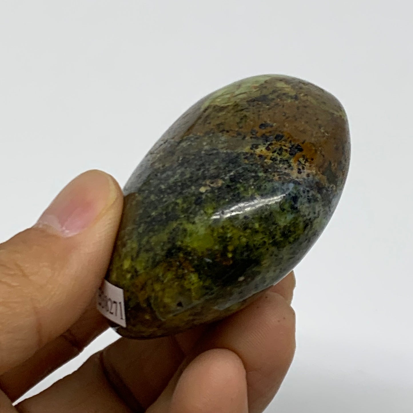 88.9g, 2.1"x2"x1", Green Opal Crystal PalmStone Polished Reiki, B38271
