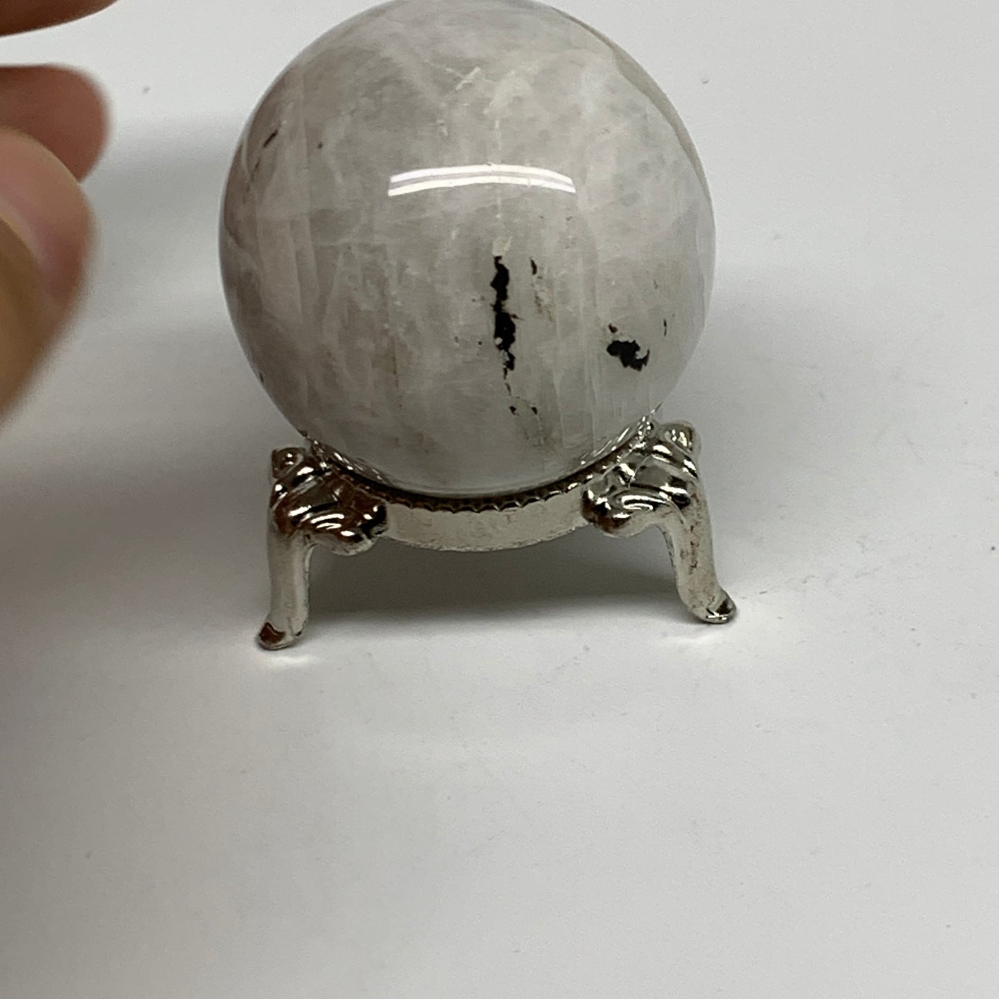 97.8g, 1.6"(41mm), Natural Rainbow Moonstone Sphere Ball Gemstone, B34403