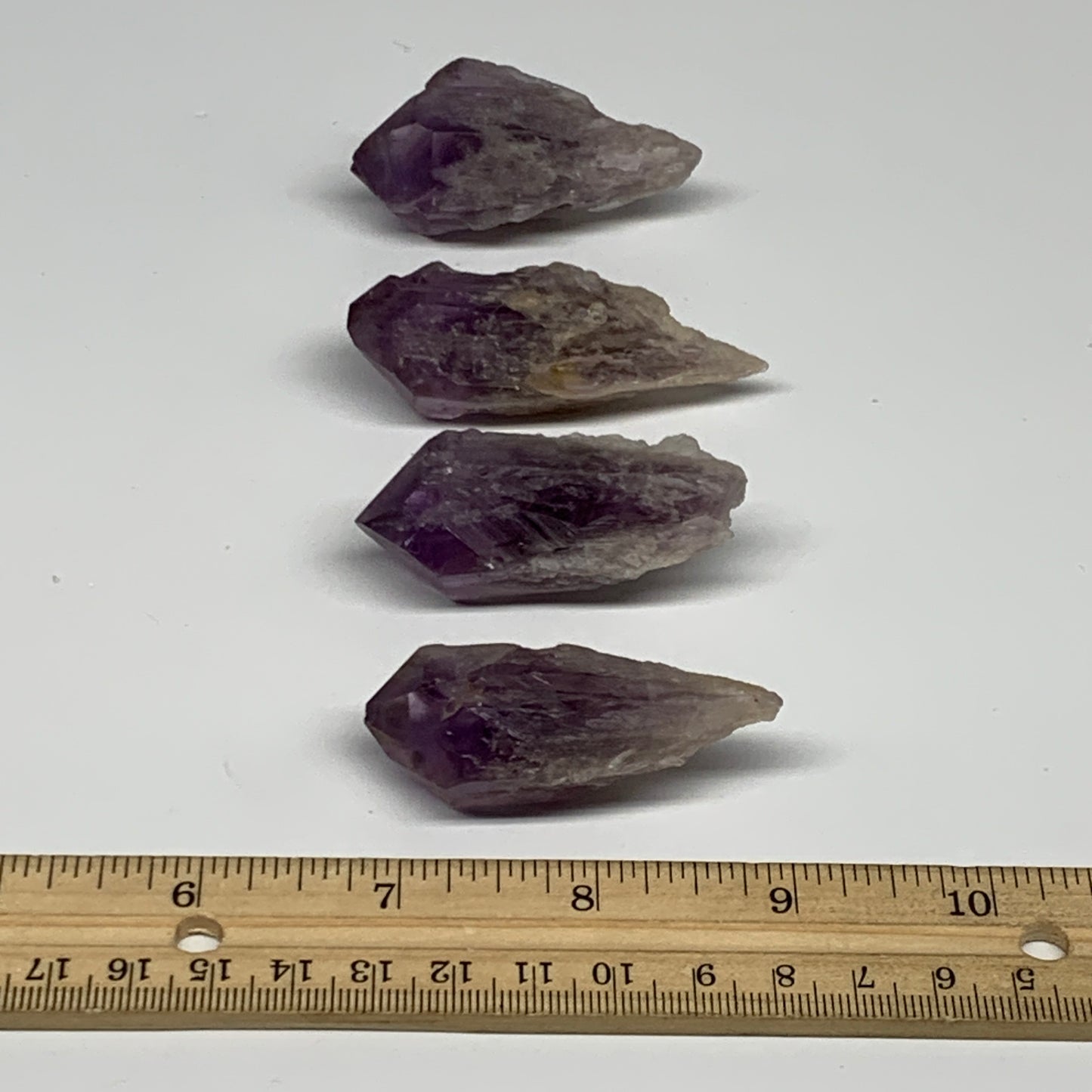 118g, 2.1" - 2.5", 4pcs, Amethyst Point Polished Rough lower part, B32385