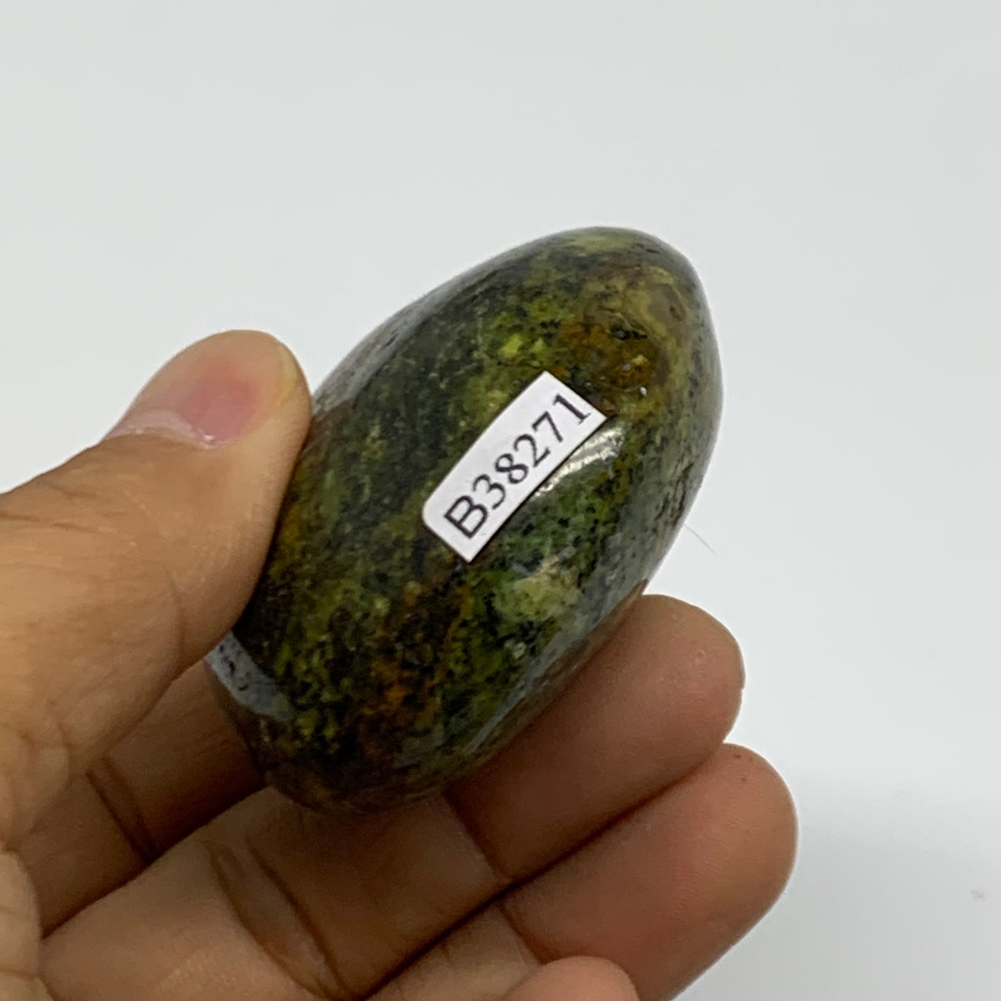 88.9g, 2.1"x2"x1", Green Opal Crystal PalmStone Polished Reiki, B38271