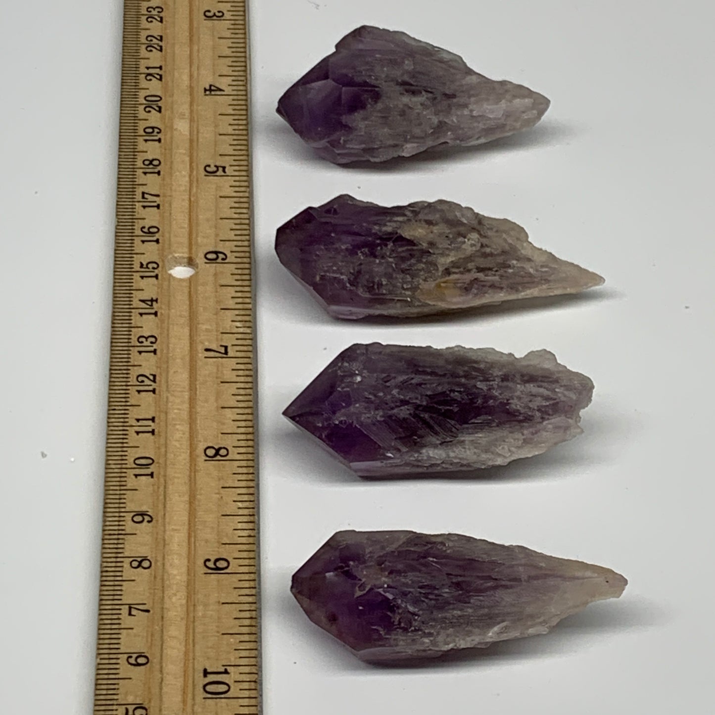 118g, 2.1" - 2.5", 4pcs, Amethyst Point Polished Rough lower part, B32385