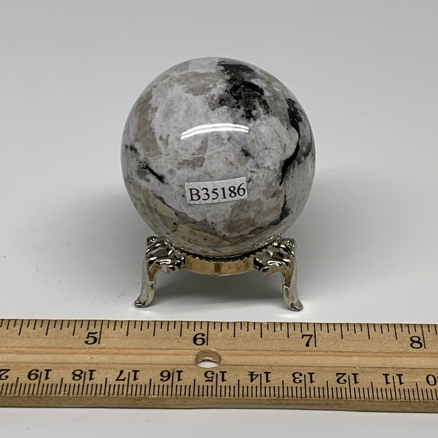 146g, 1.8"(47mm), Natural Rainbow Moonstone Sphere Ball Gemstone, B35186