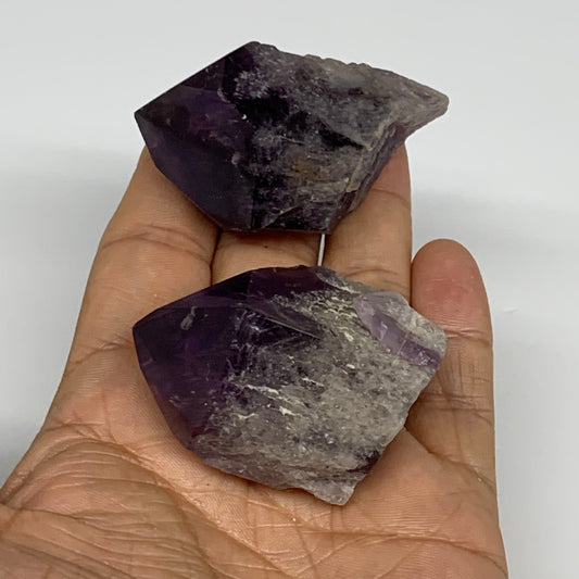 121.8g, 1.8" - 2.1", 2pcs, Amethyst Point Polished Rough lower part, B32386
