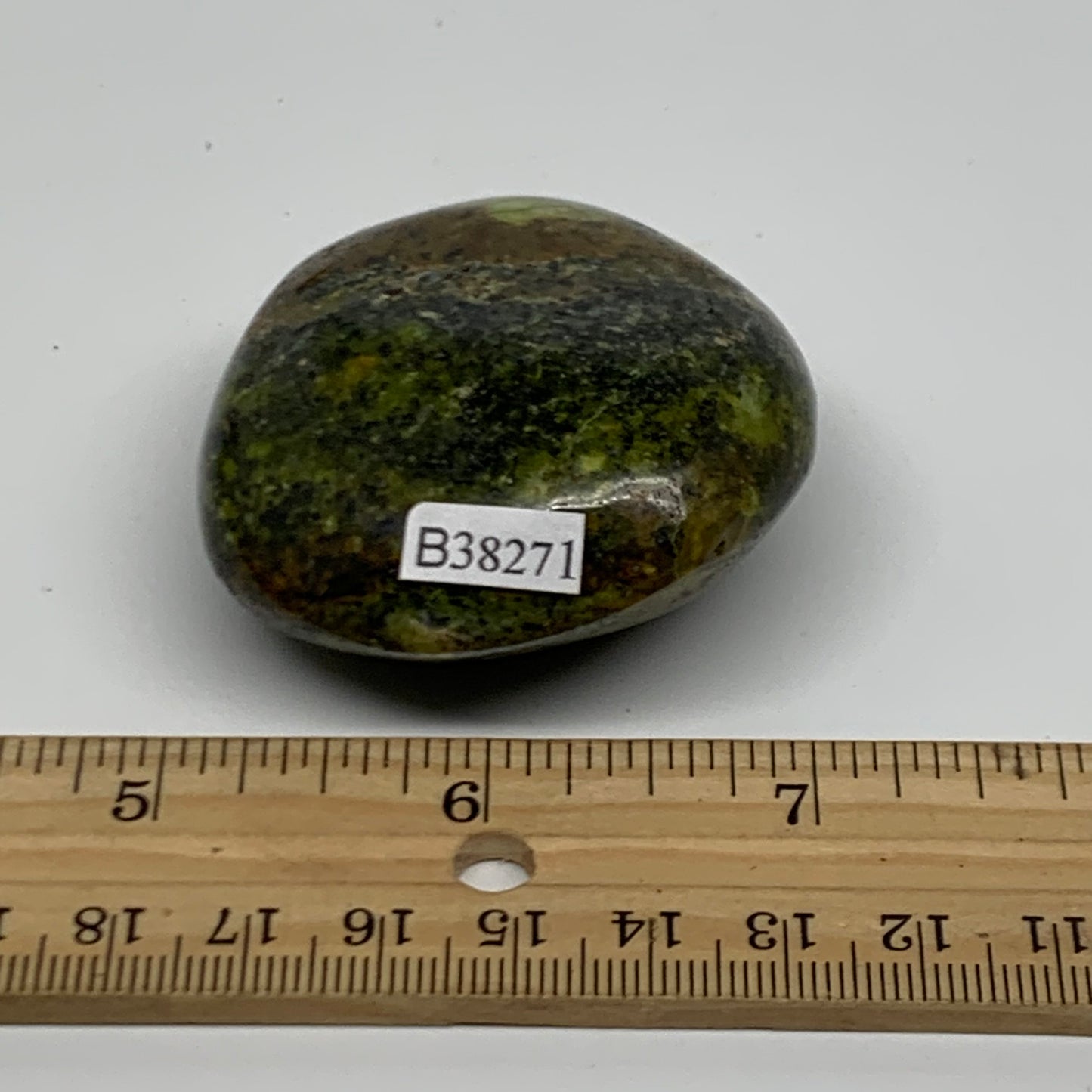 88.9g, 2.1"x2"x1", Green Opal Crystal PalmStone Polished Reiki, B38271