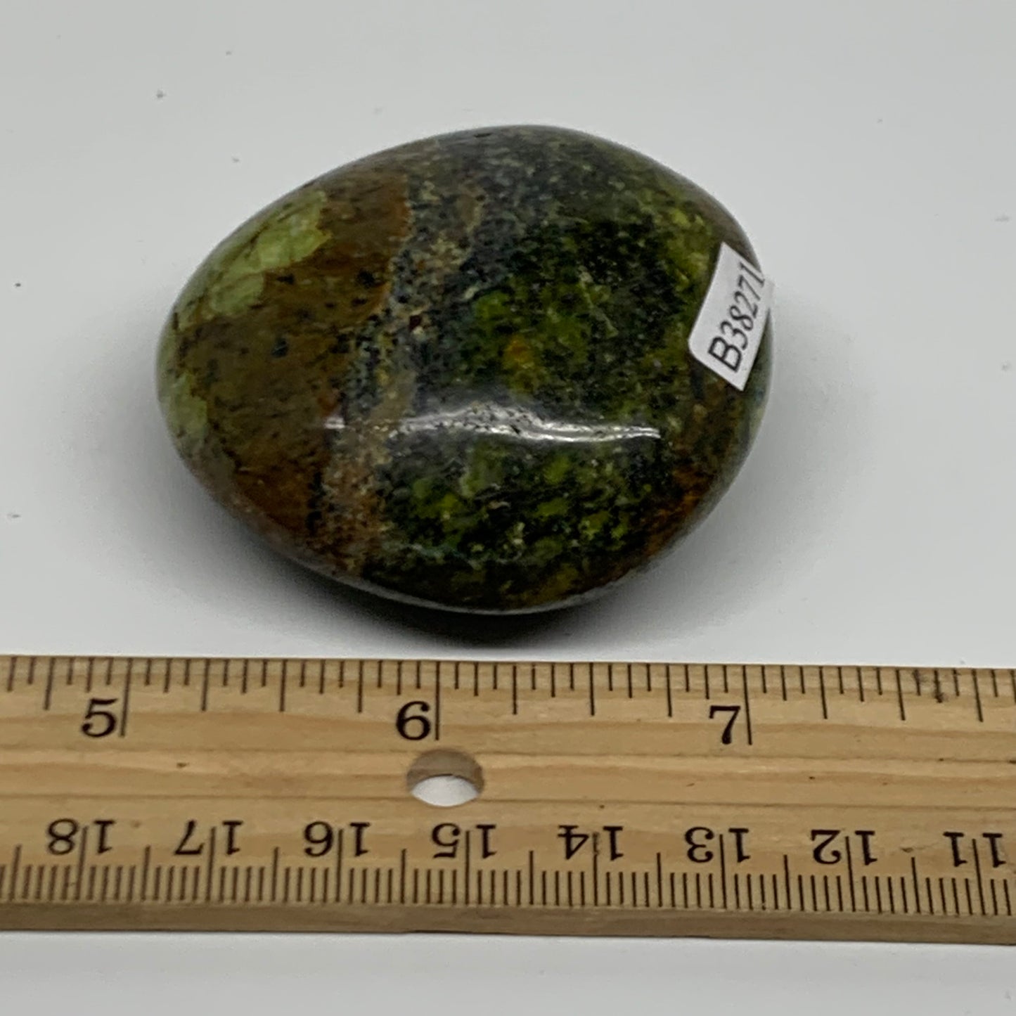 88.9g, 2.1"x2"x1", Green Opal Crystal PalmStone Polished Reiki, B38271
