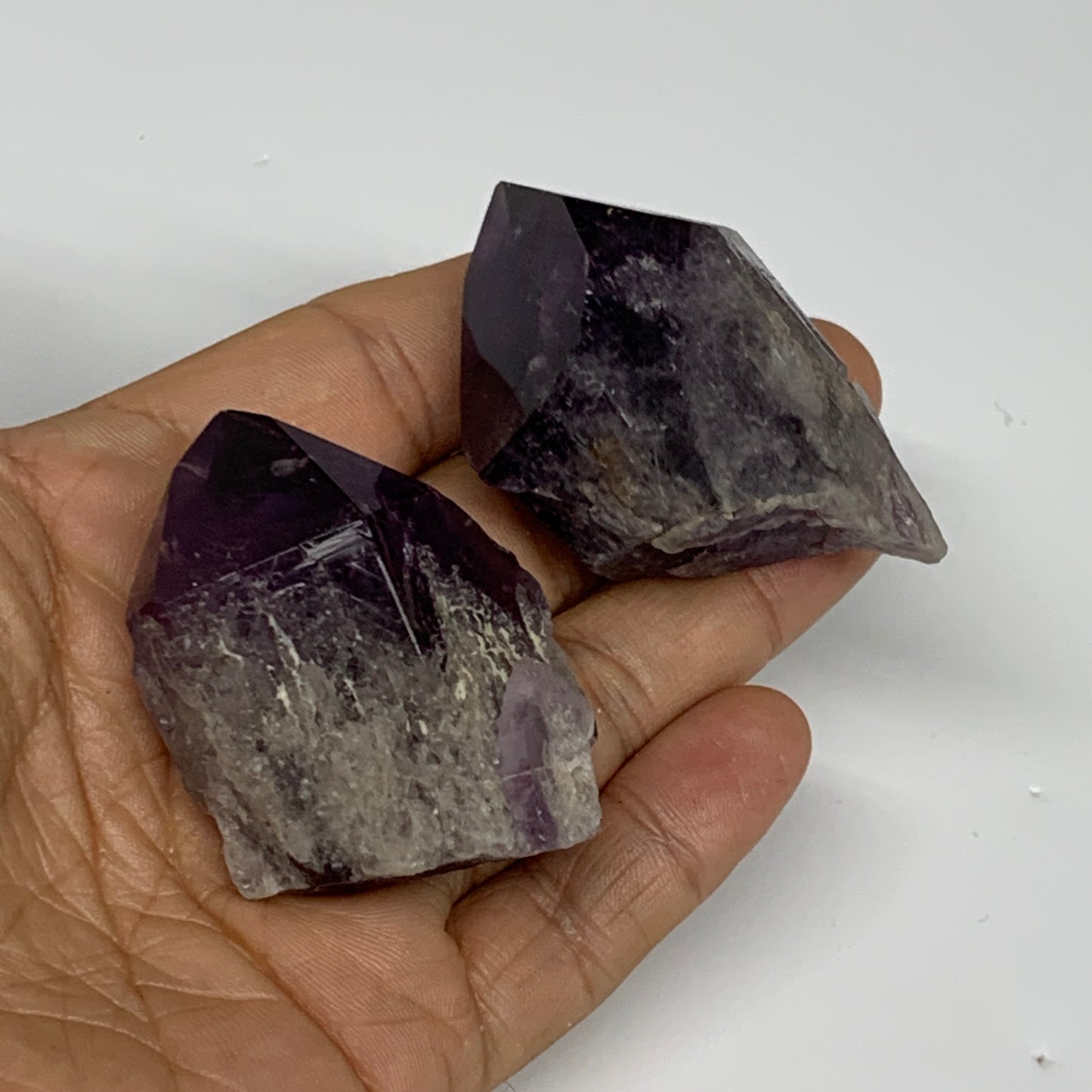 121.8g, 1.8" - 2.1", 2pcs, Amethyst Point Polished Rough lower part, B32386