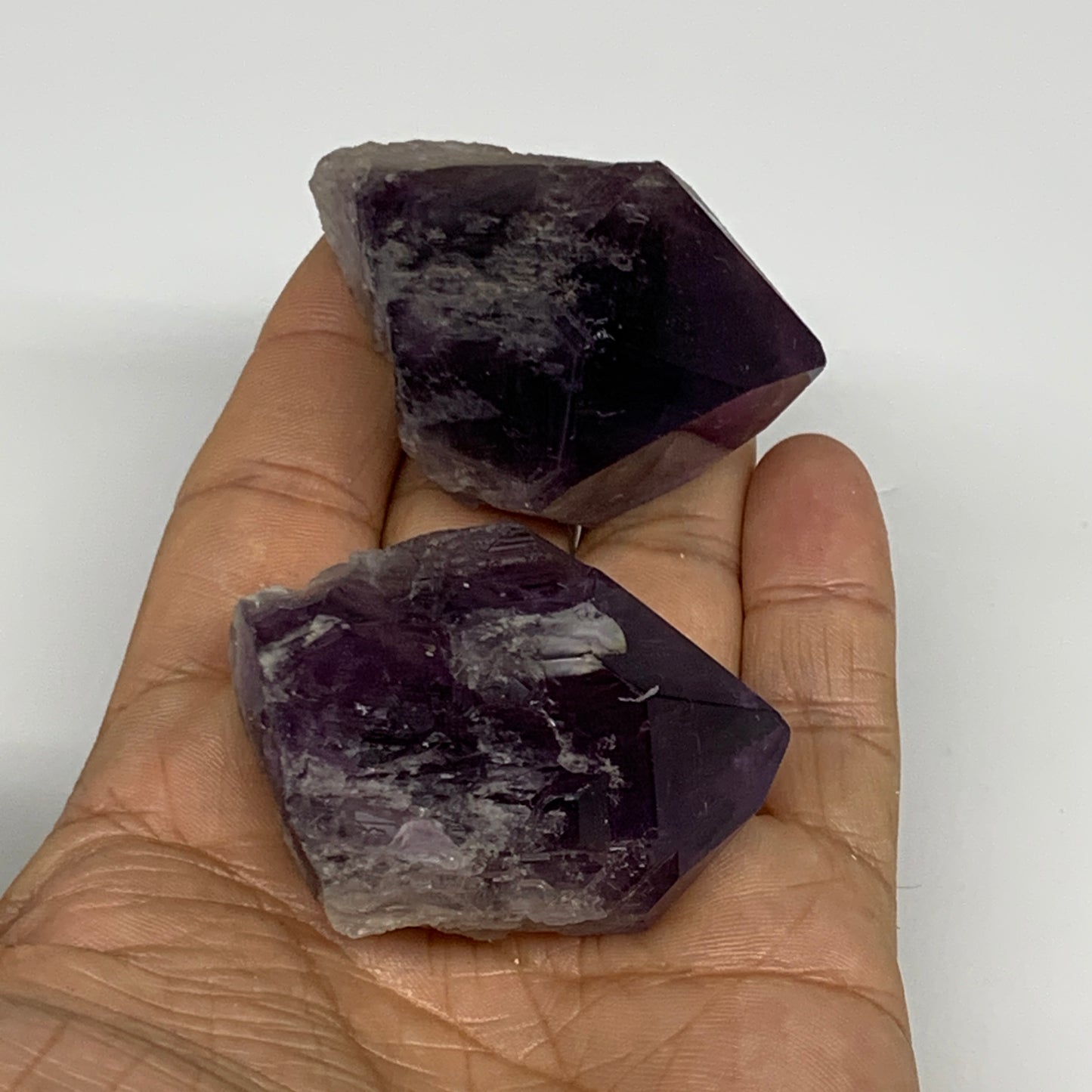 121.8g, 1.8" - 2.1", 2pcs, Amethyst Point Polished Rough lower part, B32386