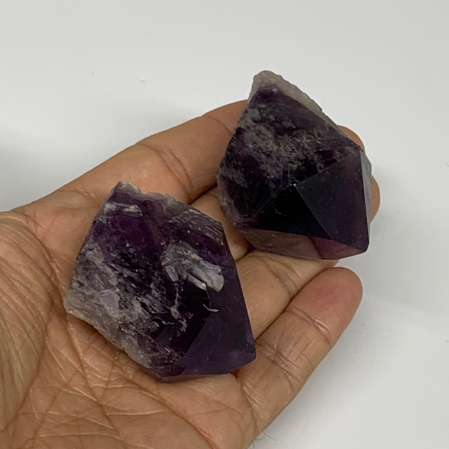 121.8g, 1.8" - 2.1", 2pcs, Amethyst Point Polished Rough lower part, B32386